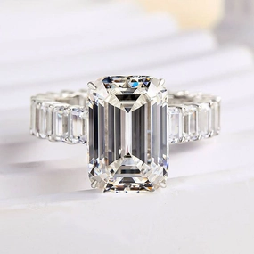 Louily Luxury Emerald Cut Engagement Ring In Sterling Silver Charming Radiance Accent Piece
