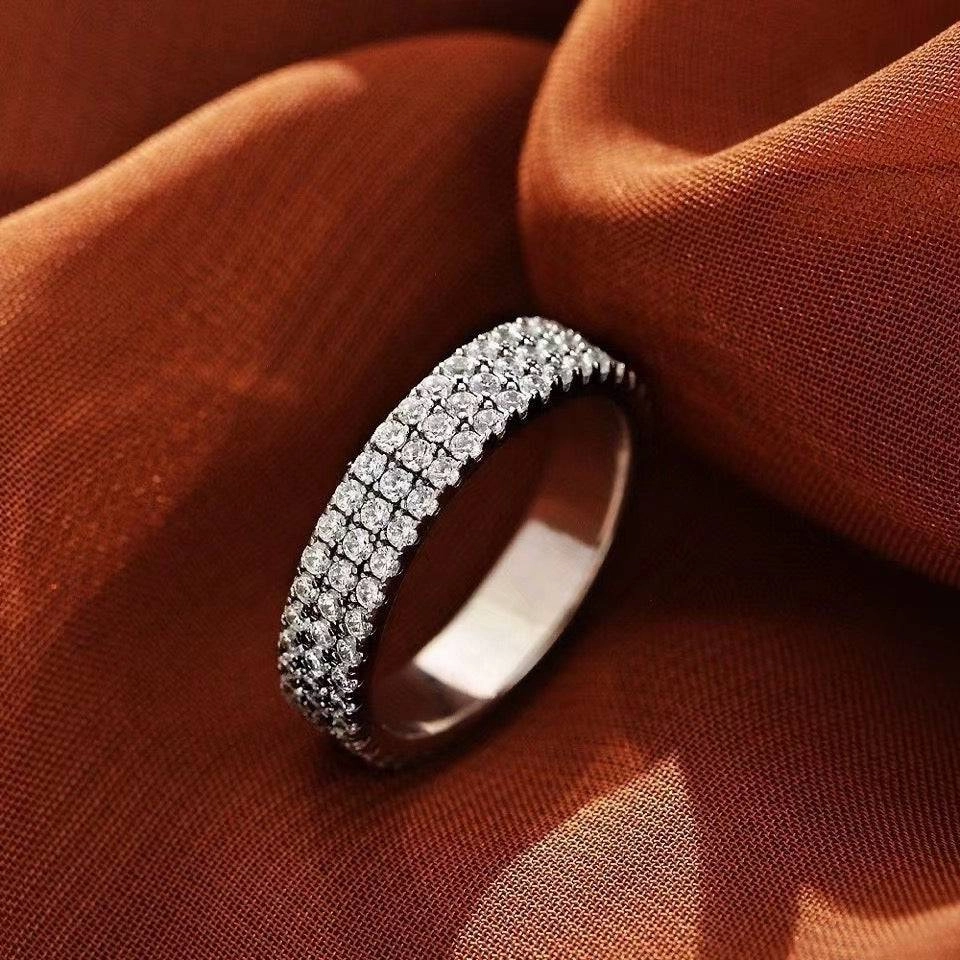 Casual Combo Louily Luxury Pave Women's Wedding Band In Sterling Silver