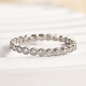 Louily Moissanite 0.5 Ct Round Cut Pave Wedding Band Elegant Finish