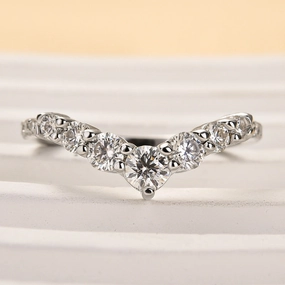 Louily Moissanite Curved Design Thin Stacking Wedding Ring In Sterling Silver Soft Reflection