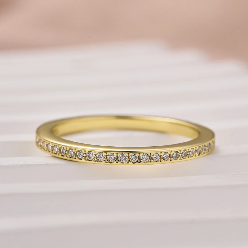 Evening Wear Louily Moissanite Yellow Gold Channel Set Half Wedding Band