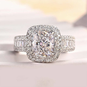 Louily Outstanding Halo Crushed Ice Cushion Cut Engagement Ring Artisan Highlight Bridal Ready