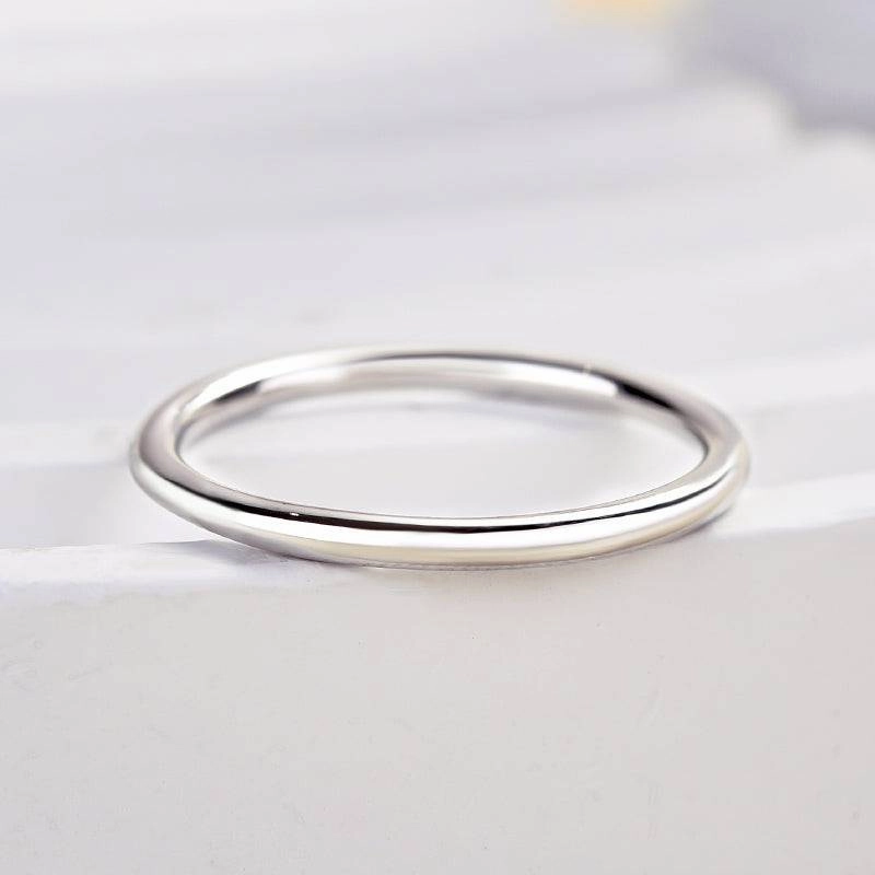 Louily Simple Wedding Band For Women In Sterling Silver Autumn Accent
