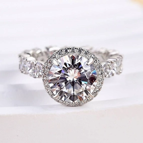 Finest Craft Stylish Detail Louily Special Halo Round Cut Engagement Ring In Sterling Silver