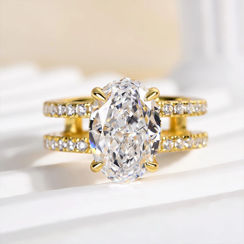 Louily Special Oval Cut Split Shank DesigncEngagement Ring Sun Kissed