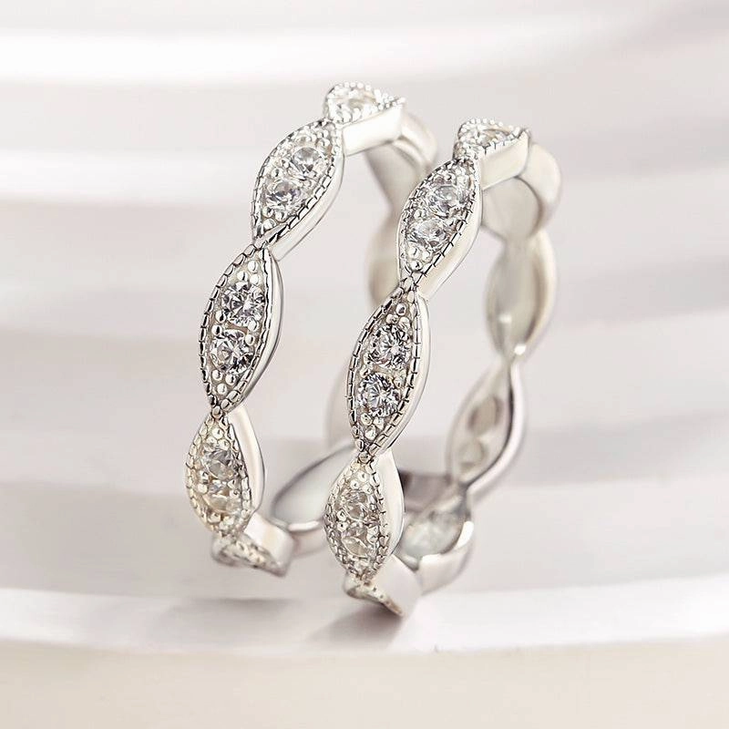 daily accessory Louily Special Round Cut Jacket Wedding Band For Women In Sterling Silver