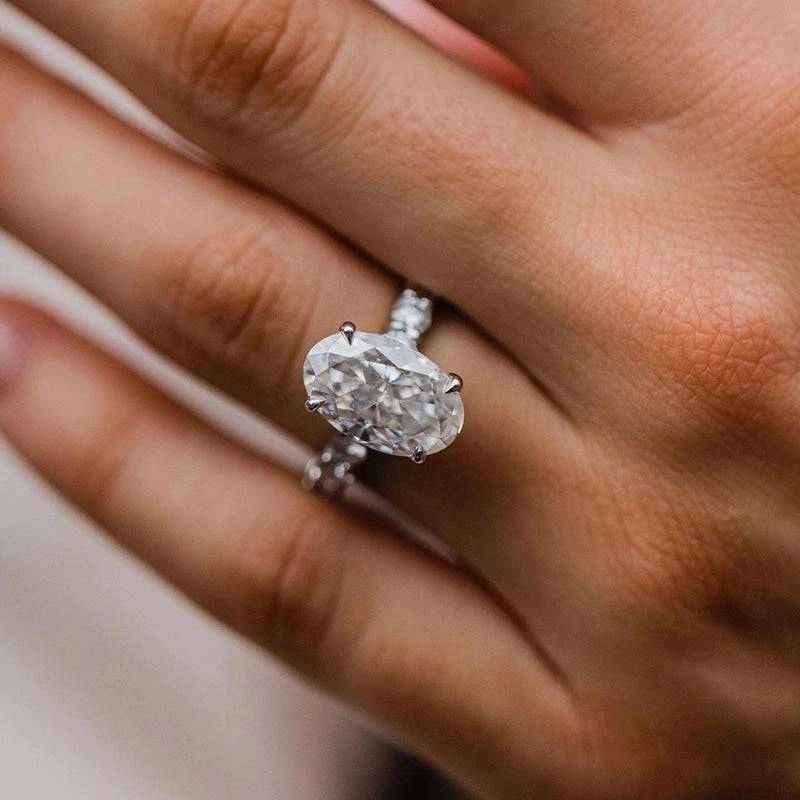 Louily Stunning Oval Cut Engagement Ring In Sterling Silver Sophisticated Design Eternal Classic
