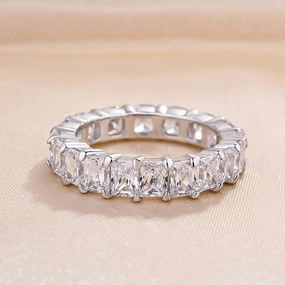 Louily Unique Cushion & Radiant Cut Women's Wedding Band In Sterling Silver Formal Set Layered Spark