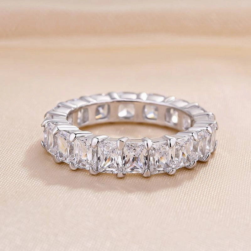 Everyday Charm Smart Finish Louily Unique Cushion & Radiant Cut Women's Wedding Band In Sterling Silver