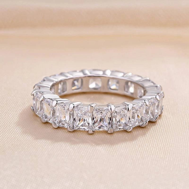 Louily Unique Cushion & Radiant Cut Women's Wedding Band In Sterling Silver Formal Set Layered Spark