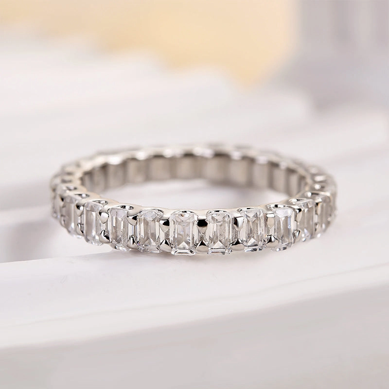 Louily Unique Emerald Cut Women's Wedding Band Youthful Twist