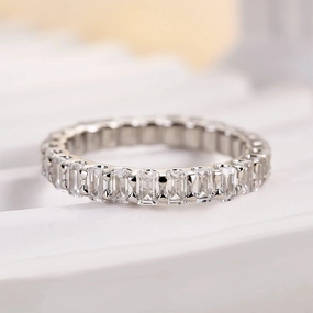 Louily Unique Emerald Cut Women's Wedding Band Simple Glow All Style