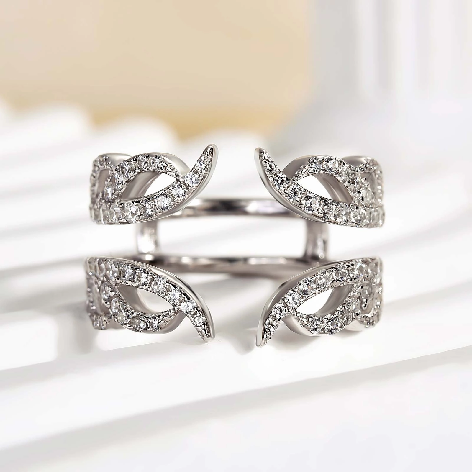 Louily Unique White Gold Open Wedding Band In Sterling Silver Luminous Accent Fashion Pulse