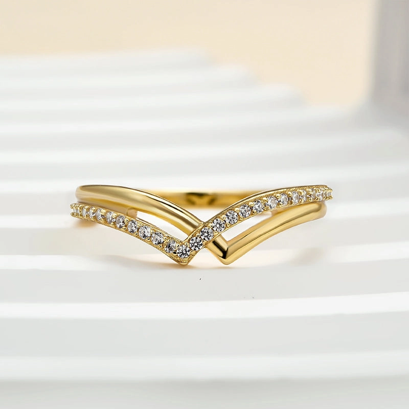 Louily Unique Yellow Gold Wedding Band For Women In Sterling Silver Modern Craft