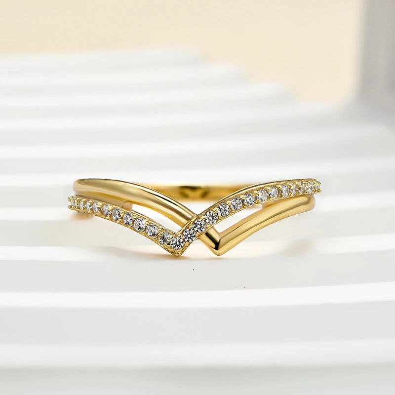 Louily Unique Yellow Gold Wedding Band For Women In Sterling Silver Lustrous Craft