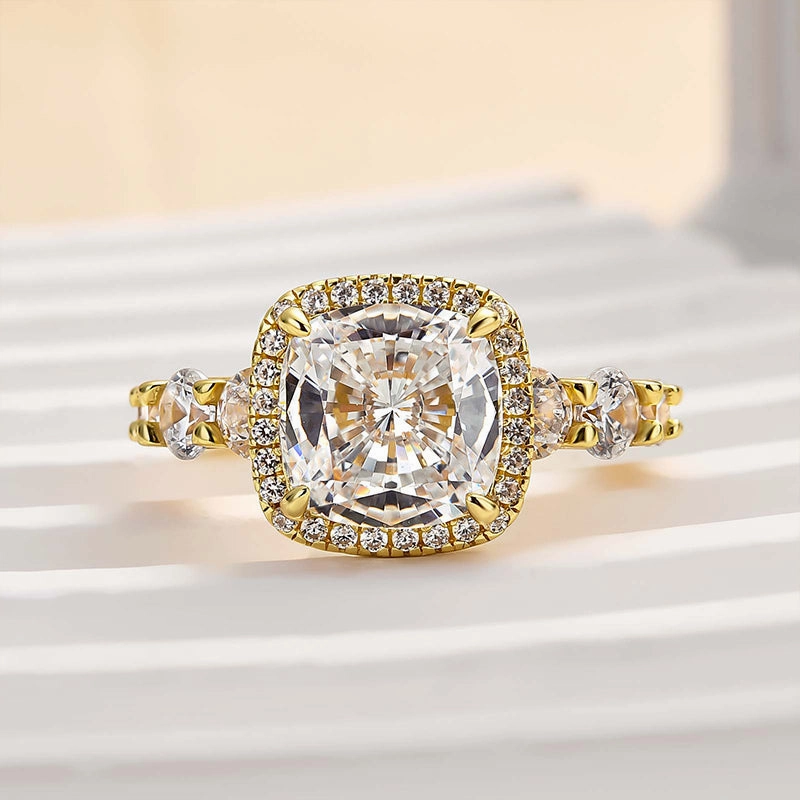Louily Vintage Halo Cushion Cut Engagement Ring For Women Daily Favorite Soft Mood
