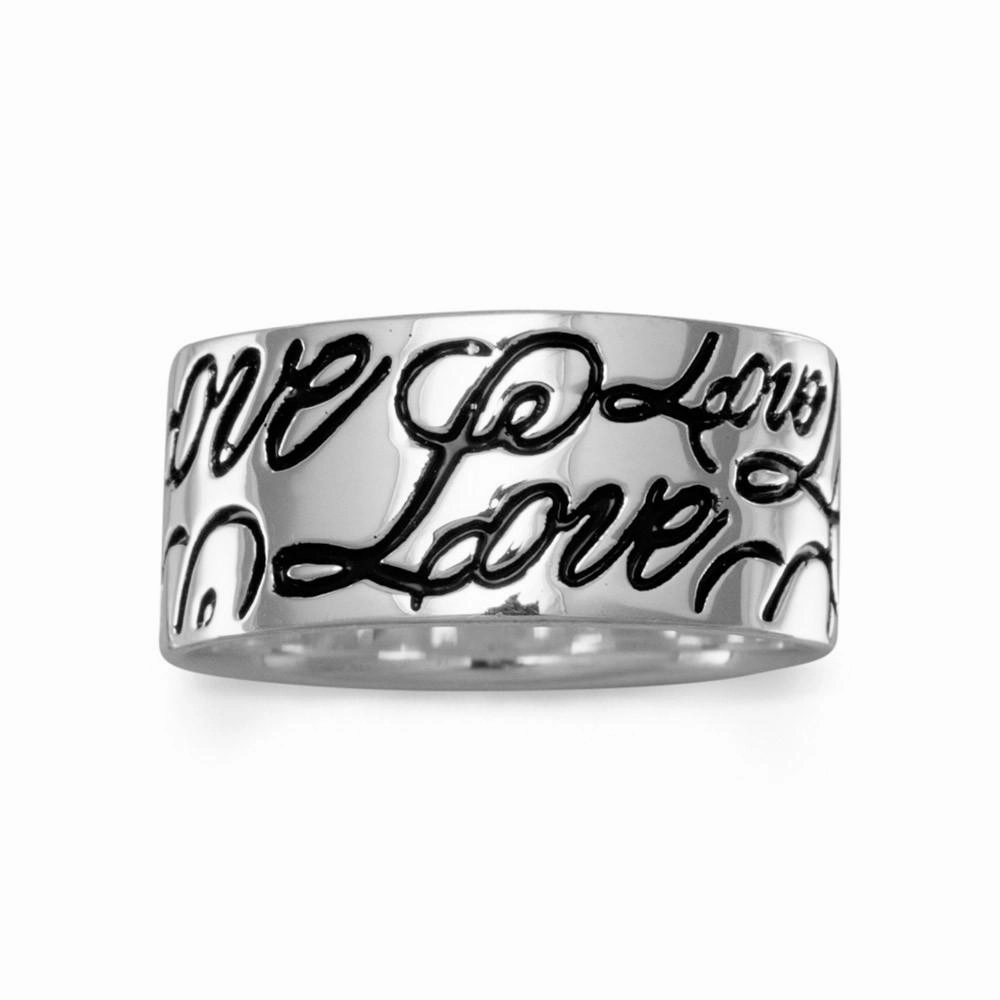 Love Band Ring Wide 9mm Engraved Sterling Silver Wonderful Product Daily Structure