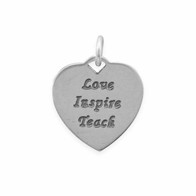 Lively Spirit Minimal Radiance Love, Inspire, Teach Heart Charm Sterling Silver