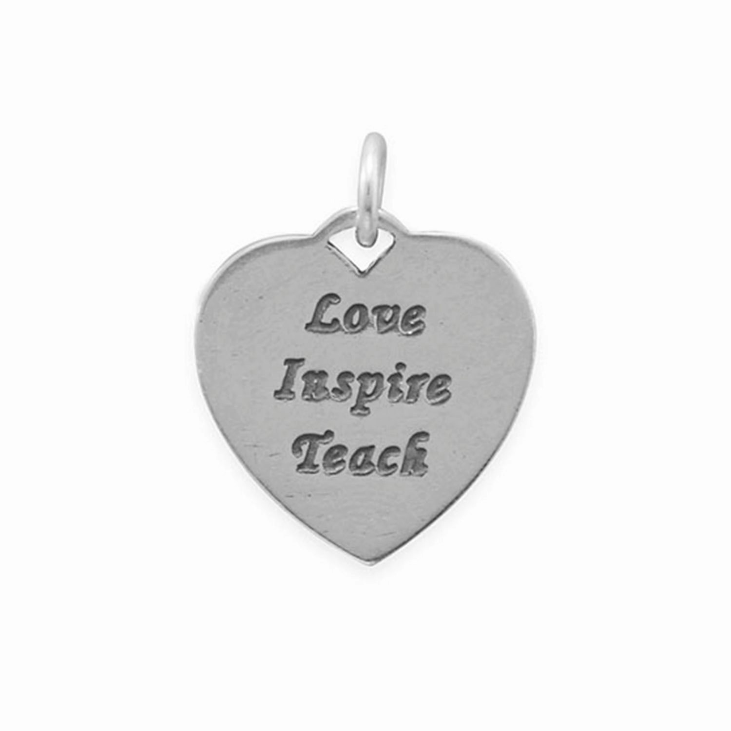 Lively Spirit Minimal Radiance Love, Inspire, Teach Heart Charm Sterling Silver