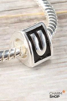 Fashion Jewelry Look shiny accents Letter U Block Bead Charm