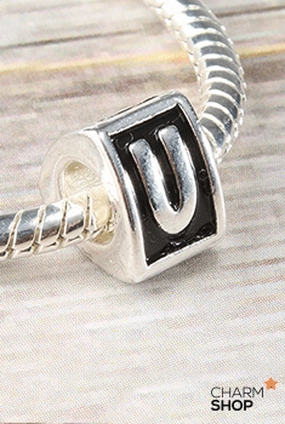 Eye-Catching Detail Letter U Block Bead Charm