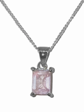 Subdued Sparkle Luxury Gifts Rose Quartz Necklace Sterling Silver 14-inch Chain