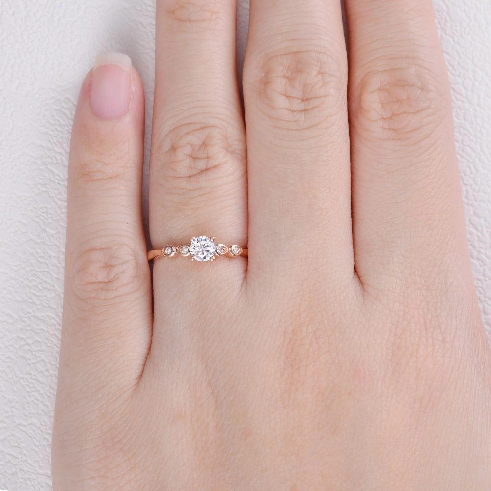 Radiant Finish Sophisticated Edge 0.3ct Moissanite Rose Gold Four Prongs Ring