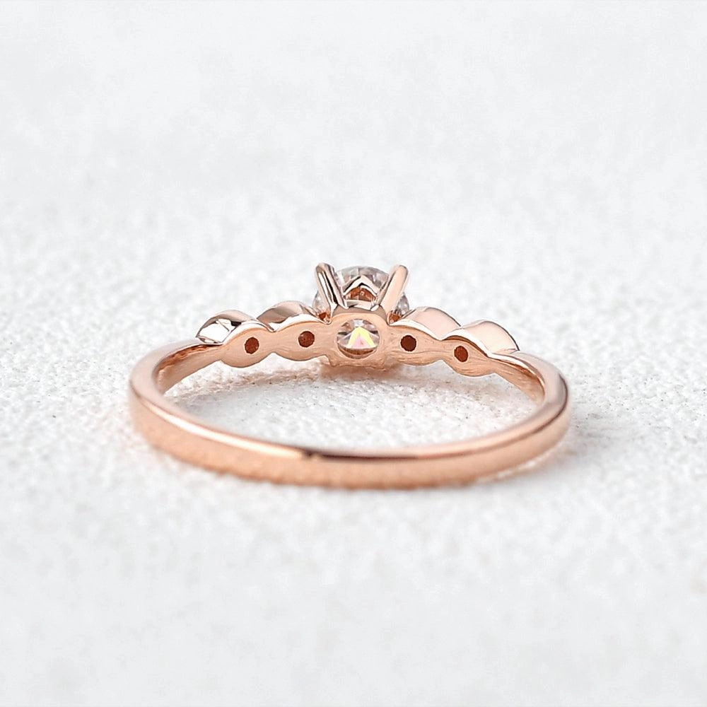 0.3ct Moissanite Rose Gold Four Prongs Ring Gleaming Feature Natural Shine