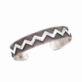Ernest Rangel Navajo Handmade Tufa Cast Sterling Silver Cuff Bracelet Shine On