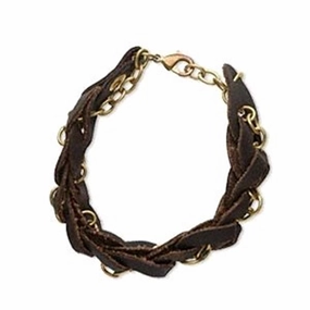 Braided Leather Bracelet with Chain 8 inches Men Women 21mm Width Evening Glow