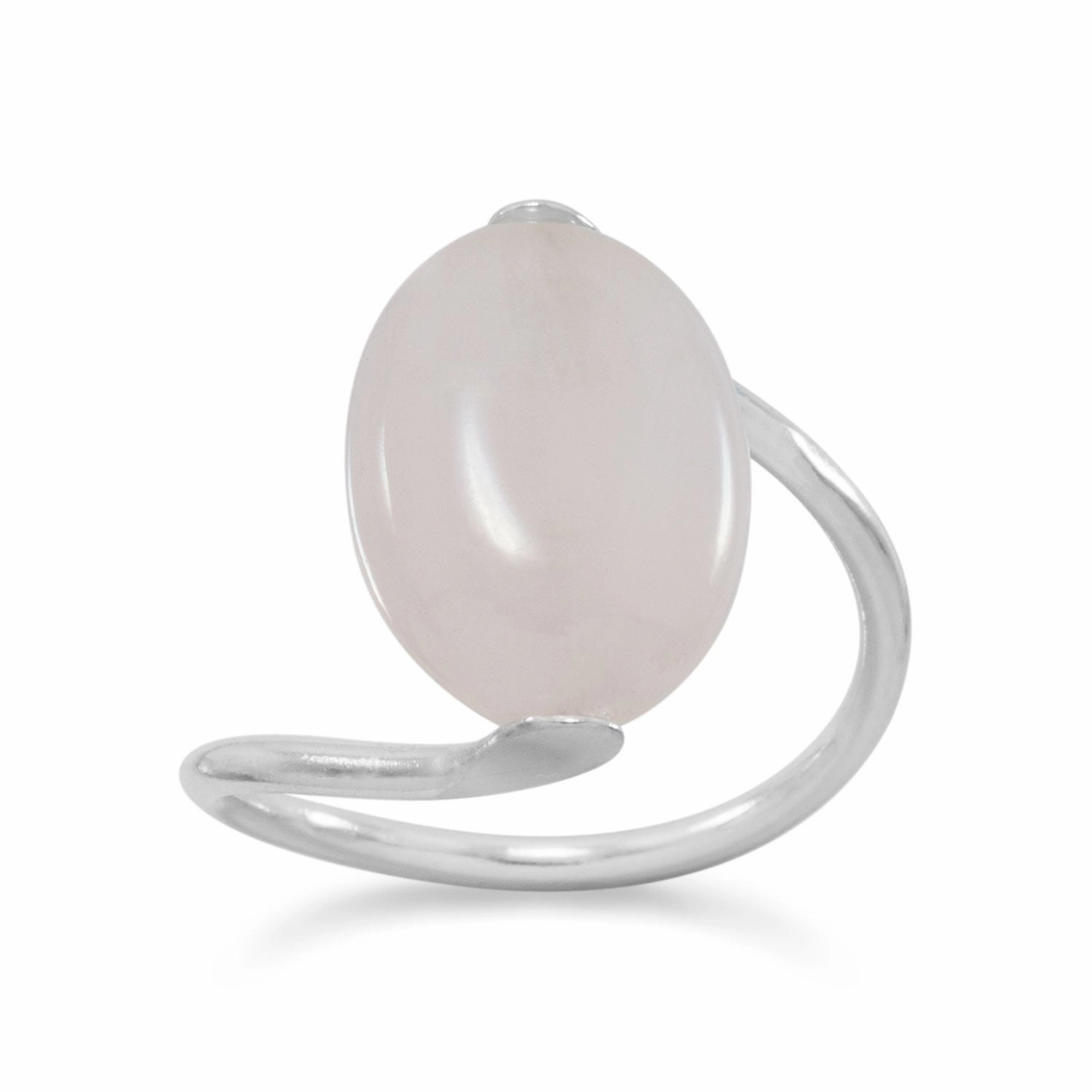 Rose Dyed Quartz Ring with Wrap Band Sterling Silver Polished Harmony