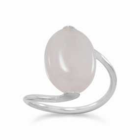 Rose Dyed Quartz Ring with Wrap Band Sterling Silver Polished Harmony