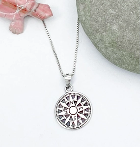 Allure Sparkle Opulent Radiance Sterling Silver Compass Necklace