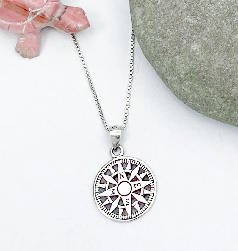 Allure Sparkle Opulent Radiance Sterling Silver Compass Necklace