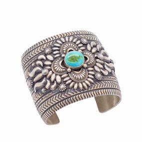 Light Touch Darryl Becenti Handmade Navajo Heavyweight Sterling Silver Turquoise Bracelet