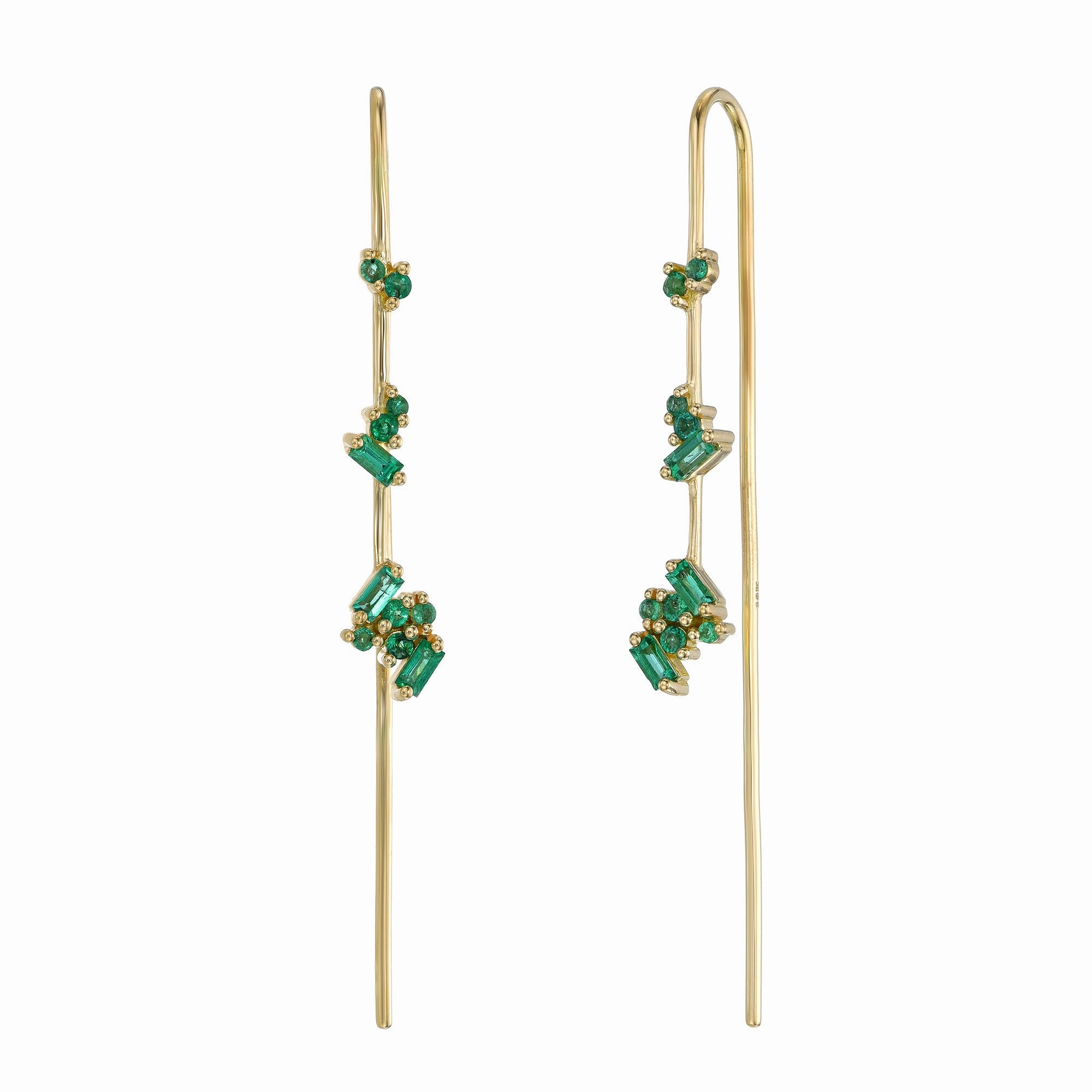 Luxe Emerald Threaders - 18k Gold Sturdy Accent