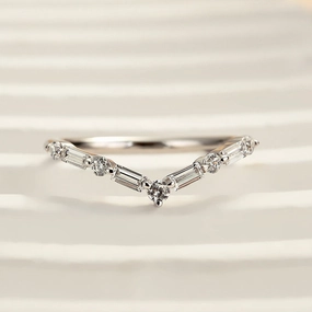 Sophisticated Jewelry Everyday Layer Louily Exclusive V-shaped Design Half Eternity Wedding Band