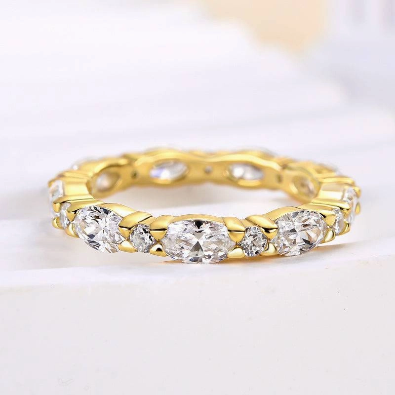 Formal Accent Bold Glow Louily Exclusive Oval Cut Wedding Band For Women In Sterling Silver