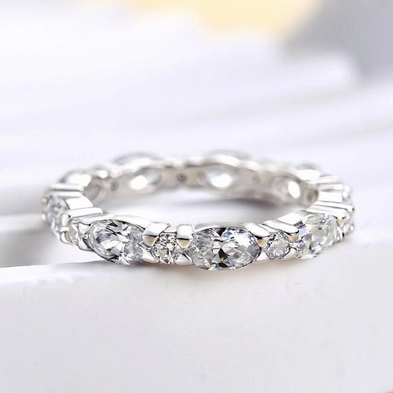 Luxury Touch Louily Exclusive Oval Cut Wedding Band For Women In Sterling Silver