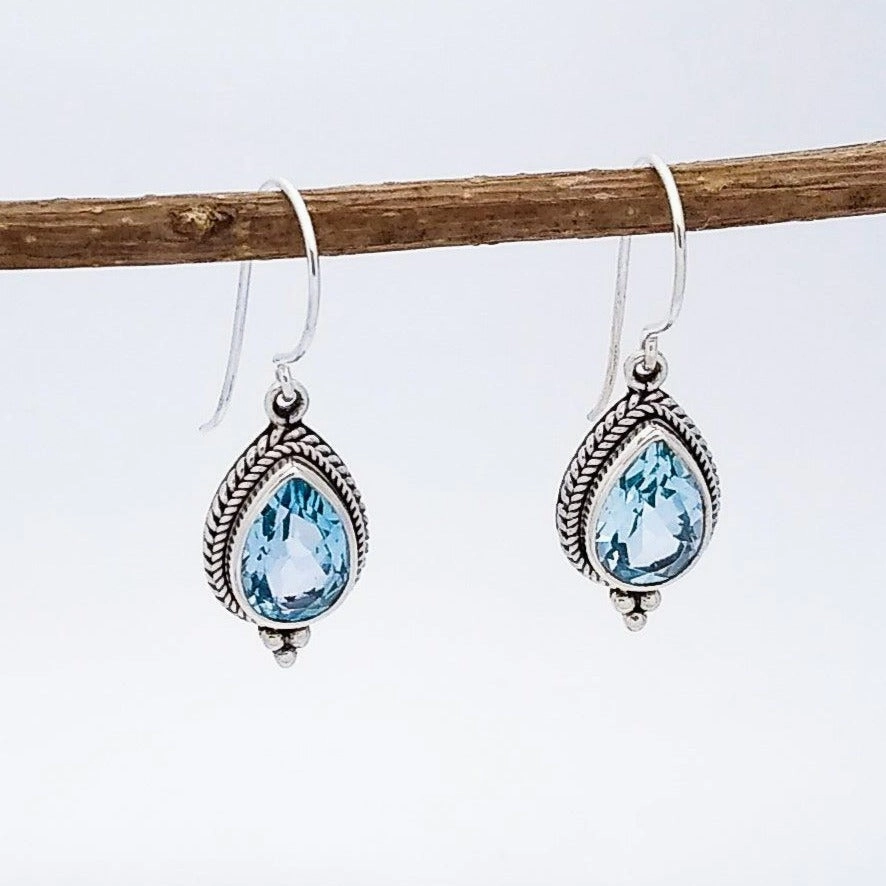 Blue Topaz Earrings Lustrous Sparkle