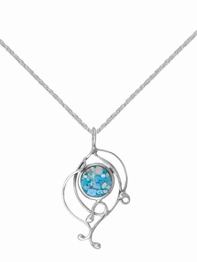 Ancient Roman Glass Necklace with 18-inch Rope Chain Polished Stones Highlight Moment