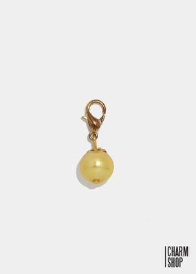 Sleek Texture Formal Set Gold Tone Gold Pearl Dangle Charm