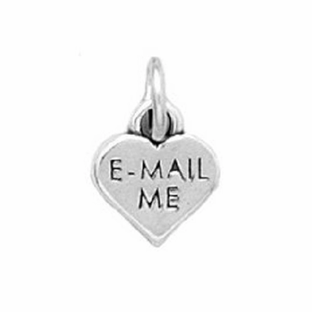 Heart Charm with E-MAIL ME Message Sterling Silver - Attachment Included Effortless Look