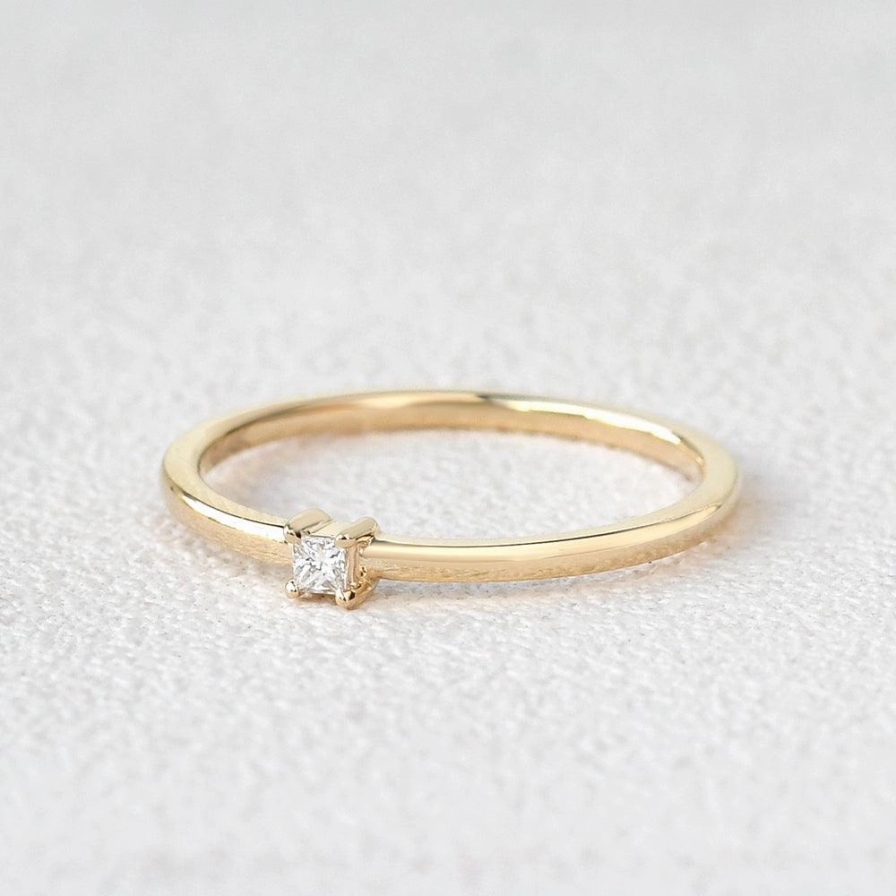 Minimalist Diamond Solitaire Petite Ring Fashion Gift Finest Finish