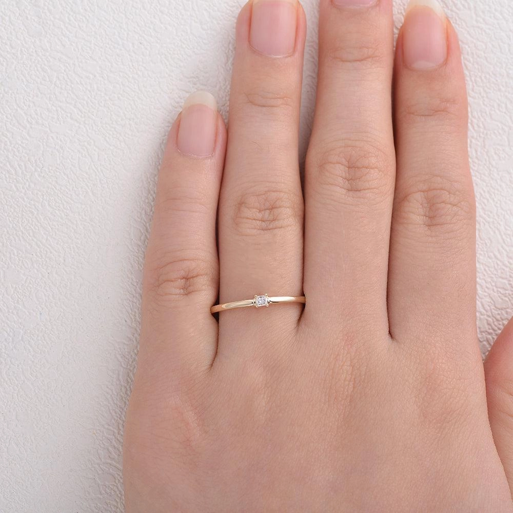 Subtle Touch Refined Piece Minimalist Diamond Solitaire Petite Ring