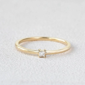 Minimalist Diamond Solitaire Petite Ring Sophisticated Jewelry Modern Duo