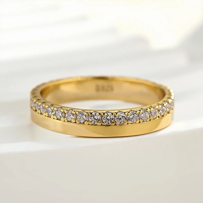 Louily Fashion Yellow Gold Round Cut Wedding Band In Sterling Silver Radiant Design Distinctive Jewelry Pieces