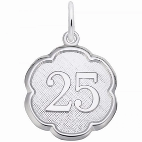 Twenty Five Scalloped Disc Anniversary Charm Luxury Charm Work Accent