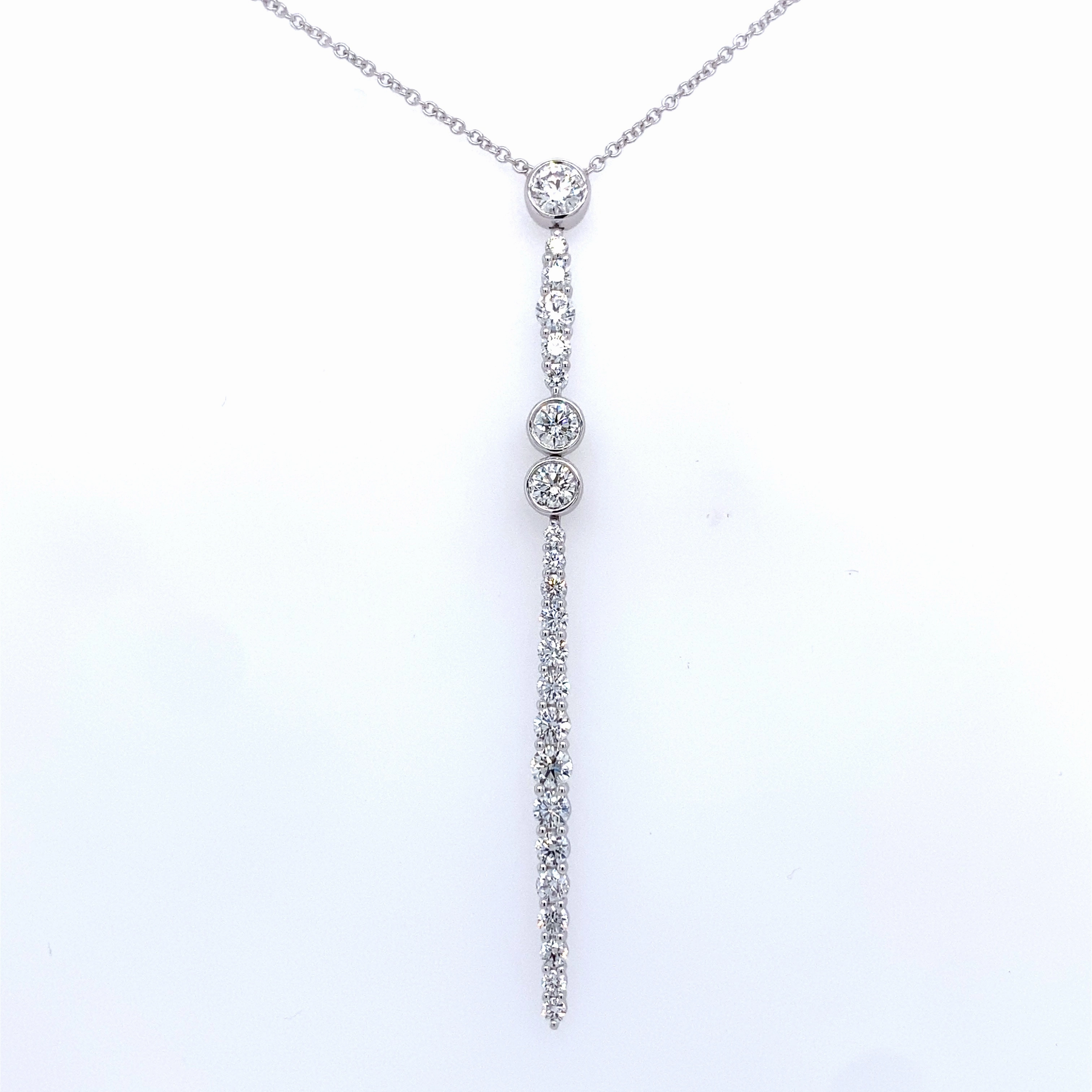 Bremer Jewelry 18K White Gold Round Shape Diamond Drop Pendant (1.68ctw) For Faith Substantial Accessory