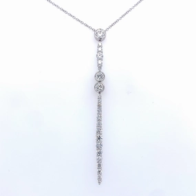 Bremer Jewelry 18K White Gold Round Shape Diamond Drop Pendant (1.68ctw) For Faith Substantial Accessory